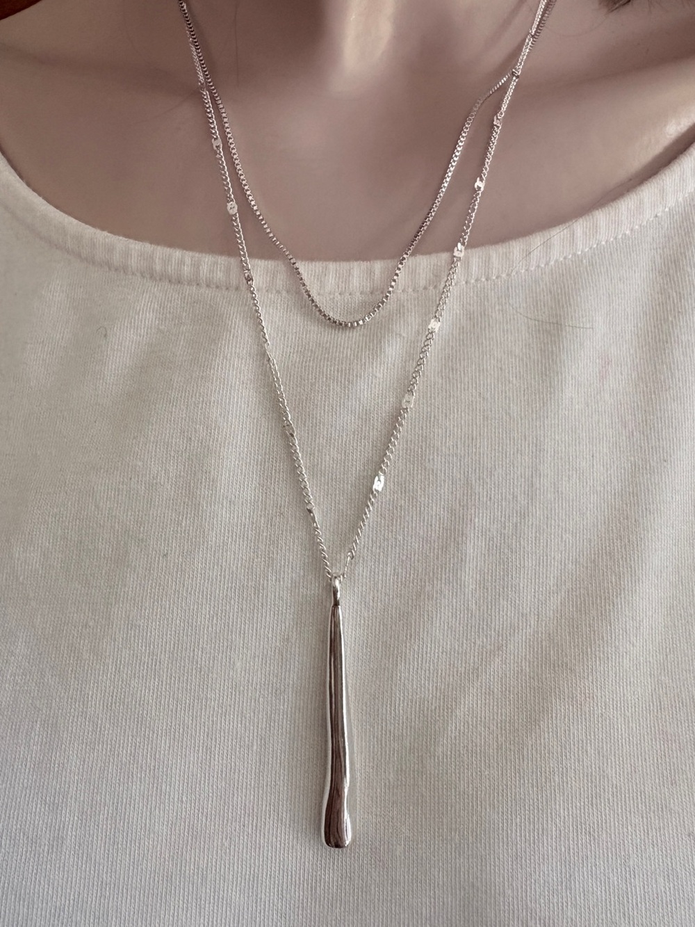 Jenny Bird Silver Layered Drop Pendant Necklace